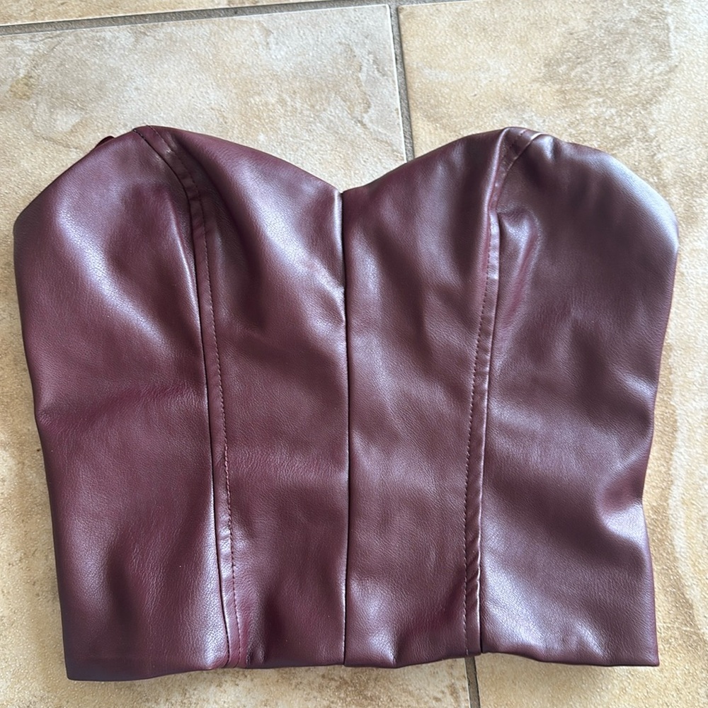 Faux leather tube top